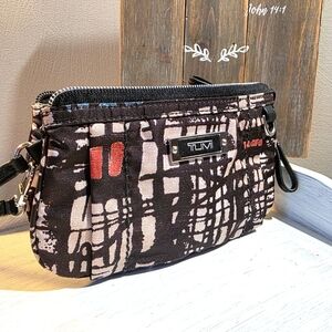 Tumi Wristlet Nylon Black & Gray Convertible Mini Purse in Rare Pattern